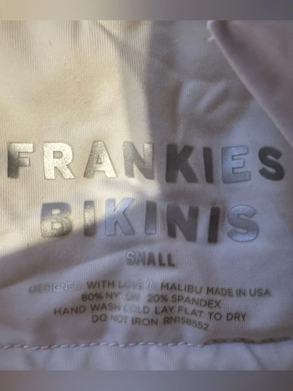 Frankie's Bikinis White willow ruched Bikini Top